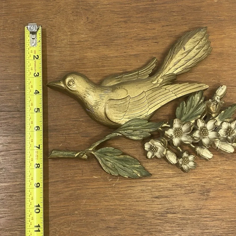 Vintage Dart Industries 1967 Dogwood Flowers Bird Wall Hanging Tinted Cottage